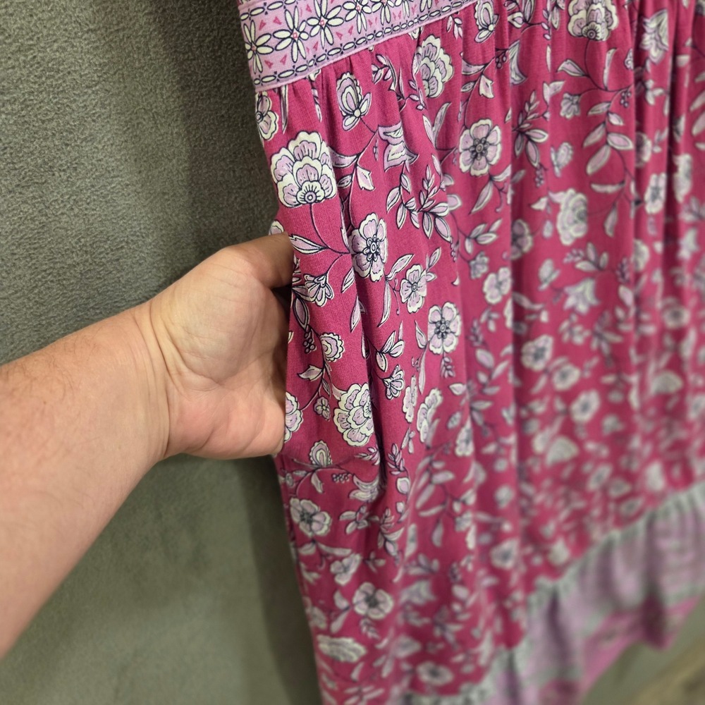LOFT Floral Tiered Midi Dress Women's Size 10 Pockets Lined Cottage Boho Casual - Picture 7 of 12